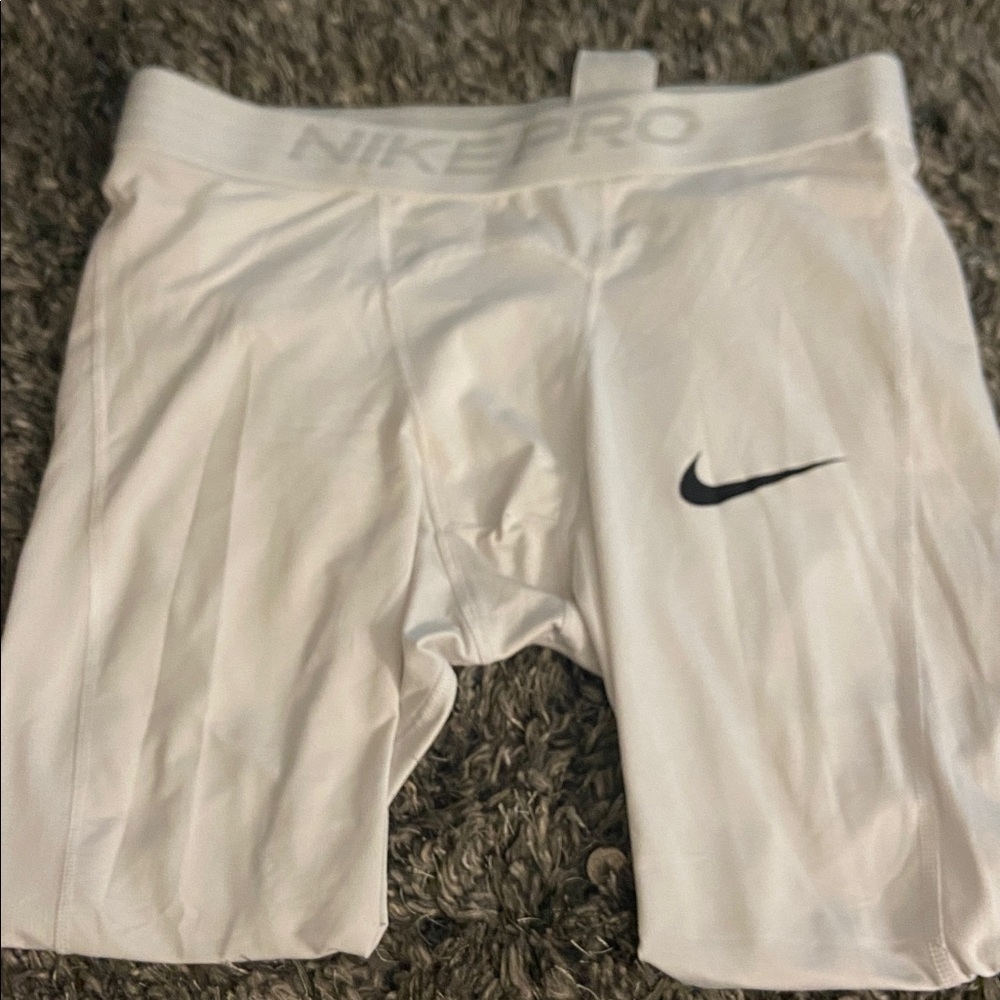 EUC Nike White Compression Shorts with Black Logo